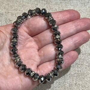 Dark Grey Beaded Stretch Bracelet
